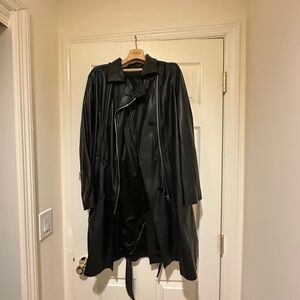 Black Leather Trench Coat good condition